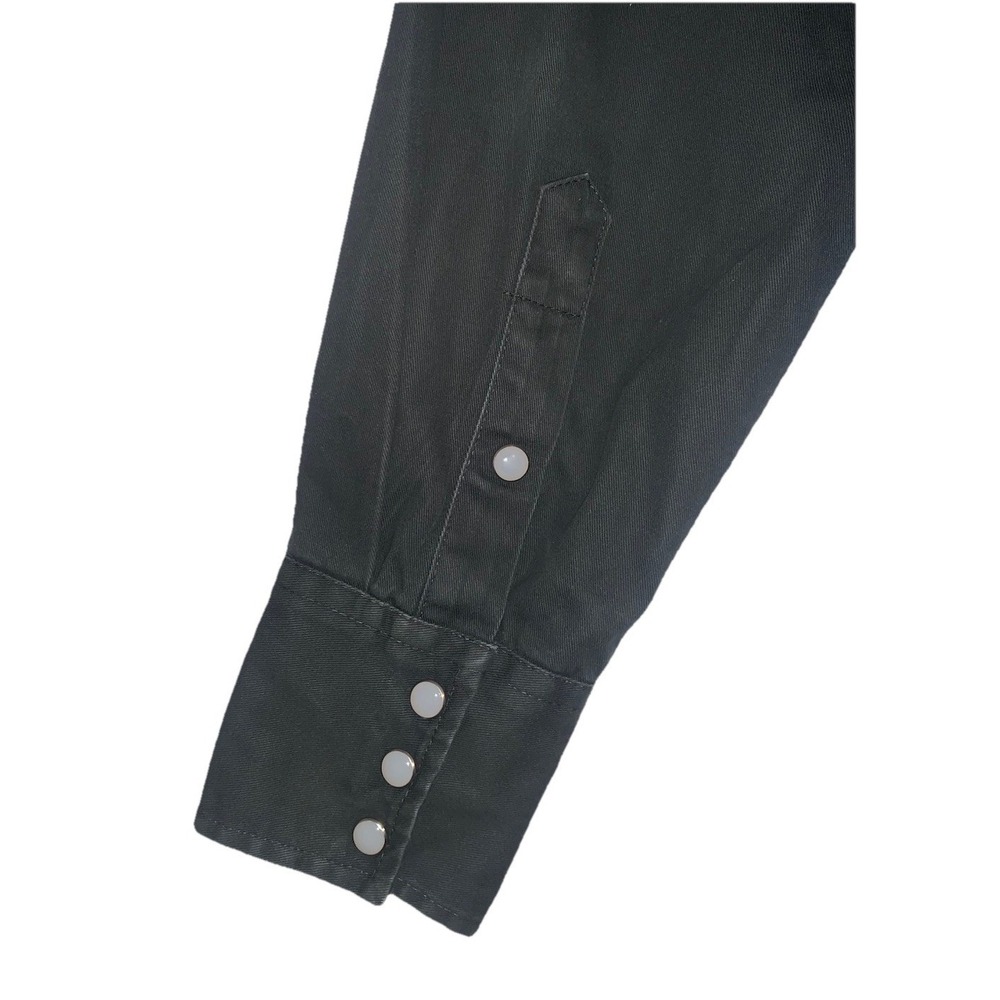 Wrangler Cowboy Cut Shirt Pearl Snap Button Mens M Black Western Rodeo Casual - Picture 11 of 14